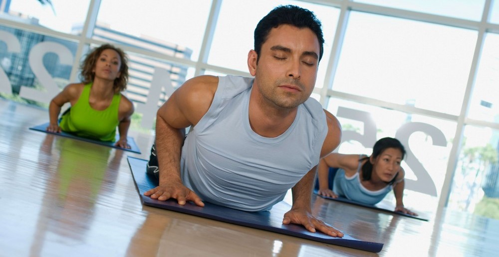 Man in a yoga class